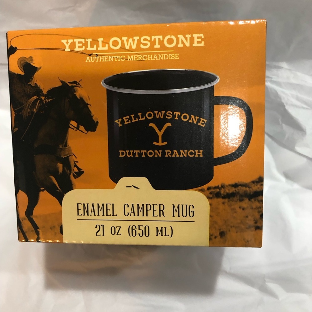 Yellowstone Dutton Ranch incsripted black enamel camper mug‎ cup new